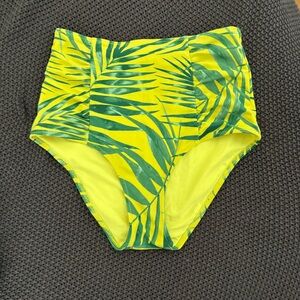 Aerie Tropical Green and Yellow High Waist Bottom Bathing Suit